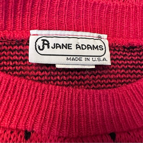 Vintage 80s Jane Adams Red Bear Country Acrylic Sweater Made in USA One Size - Picture 5 of 8